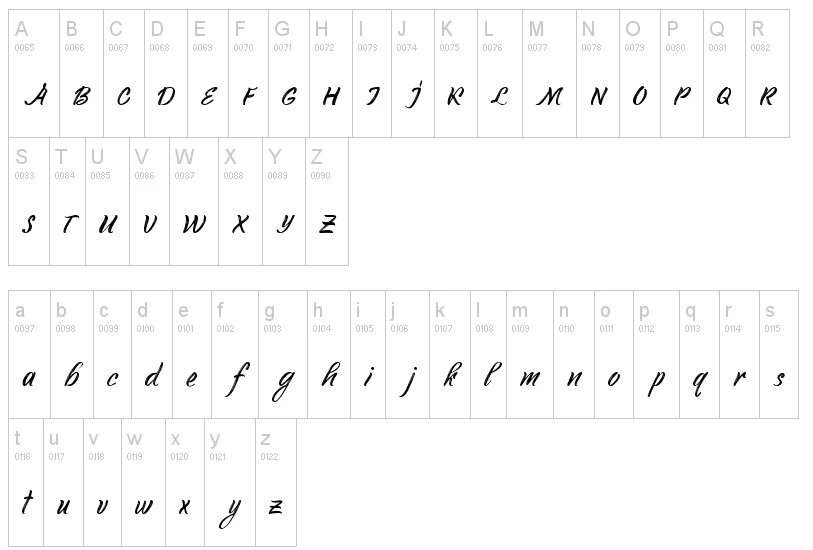 Youth Touch Font Character map