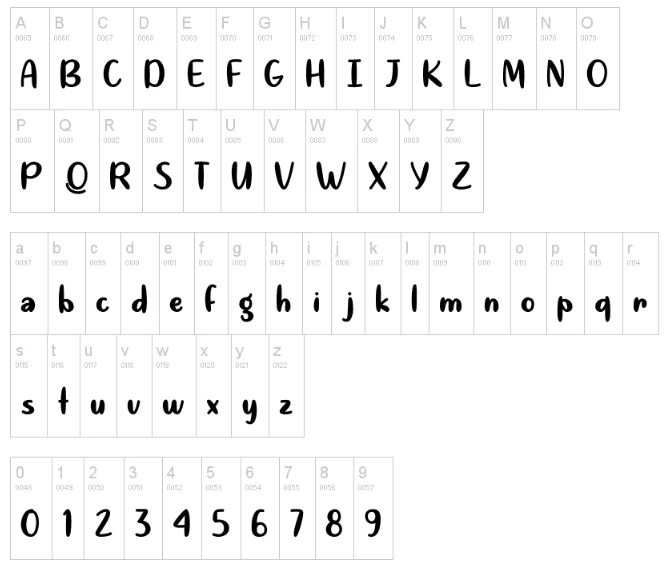 Quite Magical Font Character map