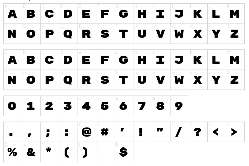 Rubik Mono One Font Character map