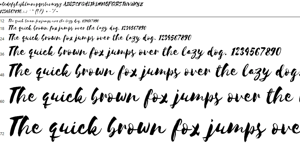 Selima Script Font Character map