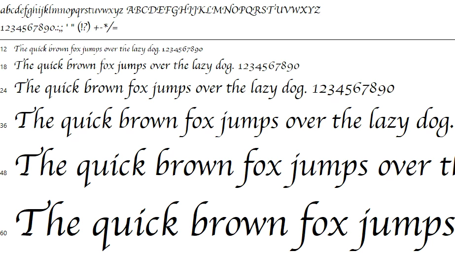 Apple Chancery Font Character map