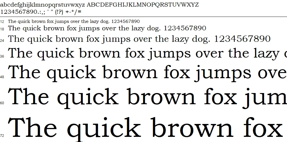 Bookman Old Style Font Character map