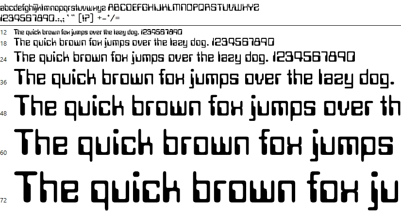 Data 70 Font Character map