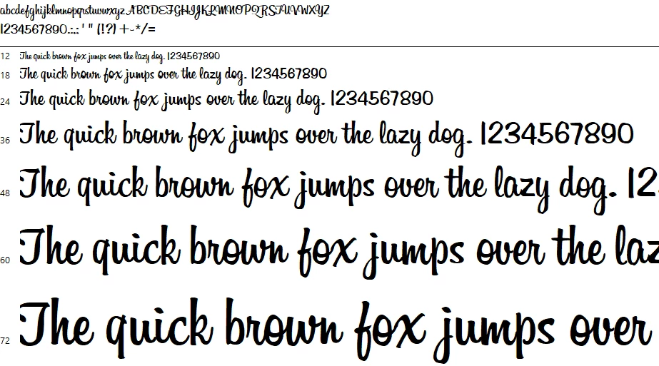 Billabong Font Character map