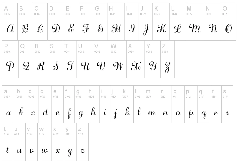 Diamond Dust Font Character map