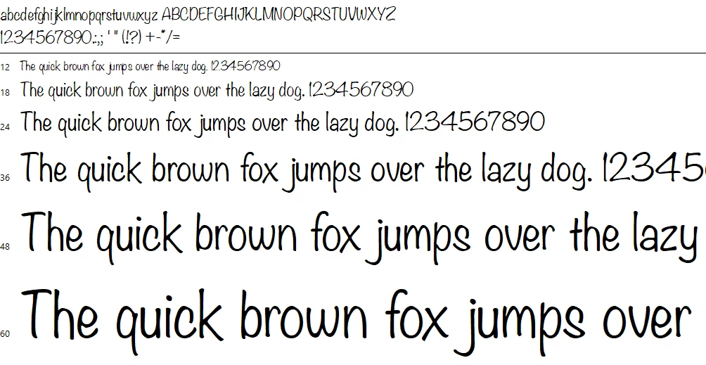 Noteworthy Font Character map