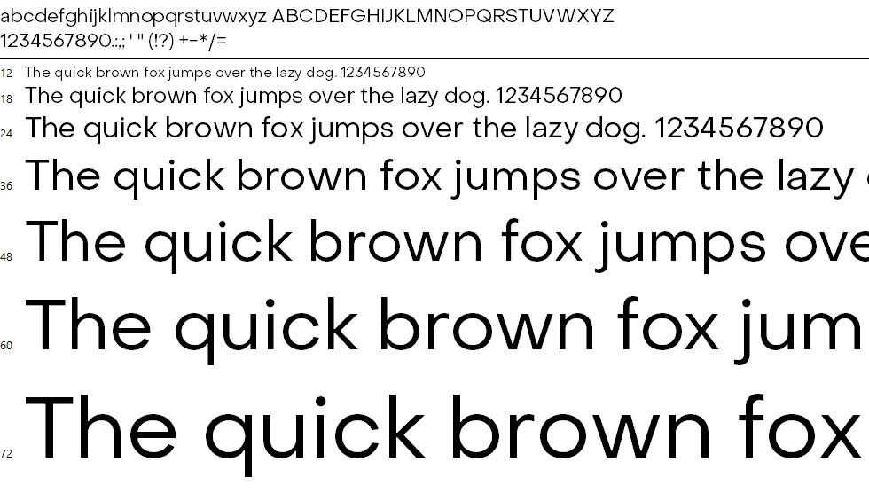Object Sans Font Character map