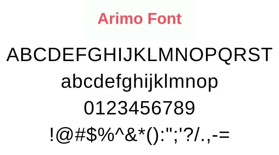 Arimo Font View