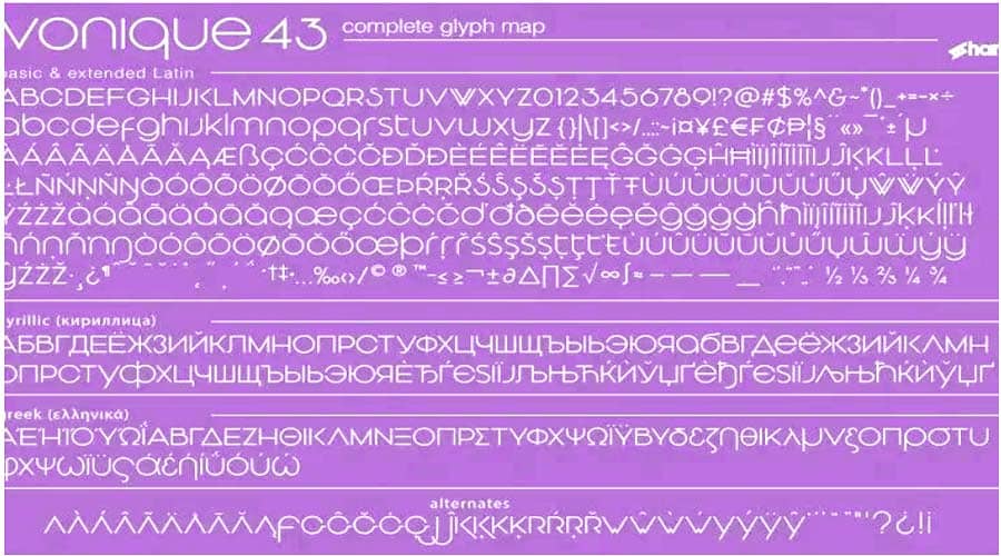 Vonique 43 Font View