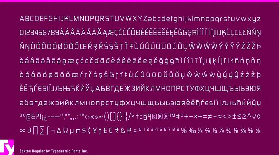 Zekton Font View
