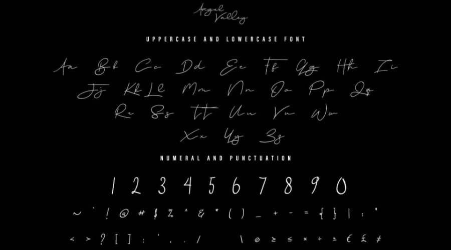Angel Valley Handwritten Signature Font View