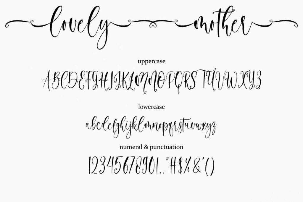 Lovely Mother Calligraphy Script Font View