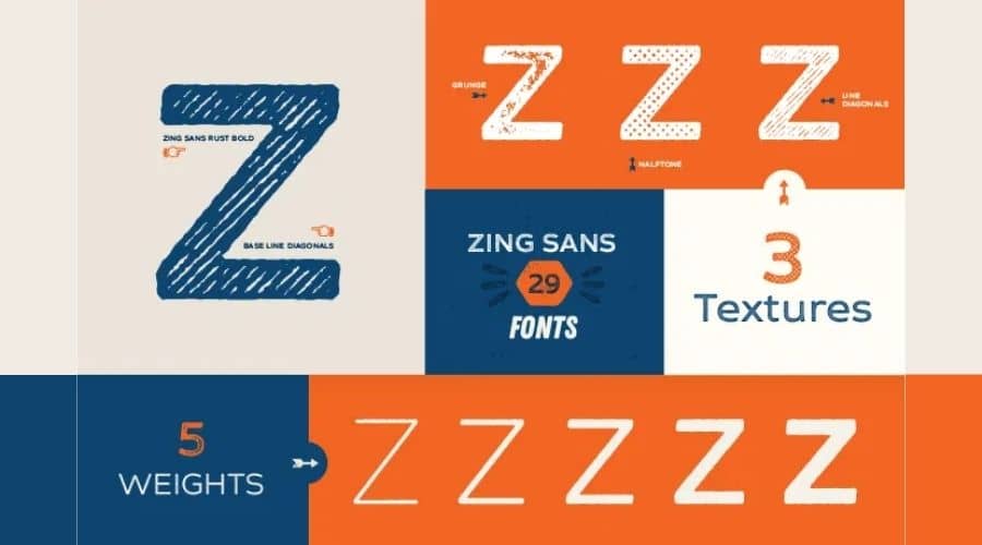 Zing Rust Font Family View