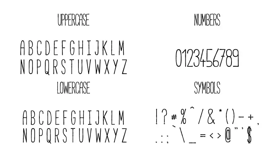 Cabana Font character map