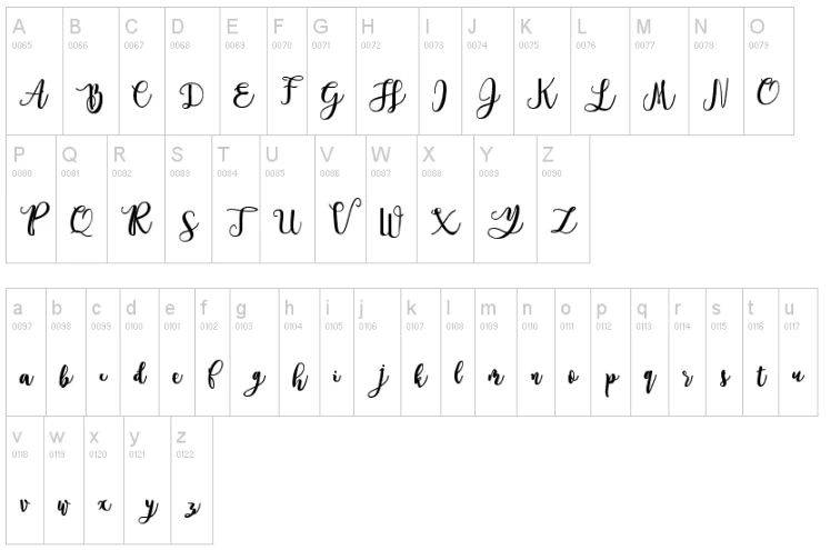 Everlast Font Character map