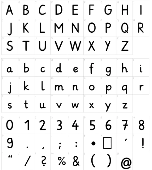 Grundschrift Font Character map