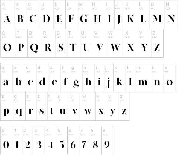MADE Canvas Font Family Character map
