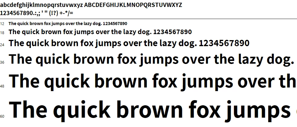 Assistant Font Family Character map