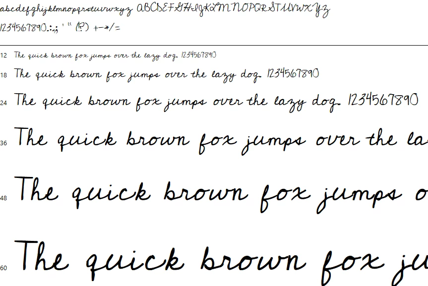 Cedarville Cursive Font Character map