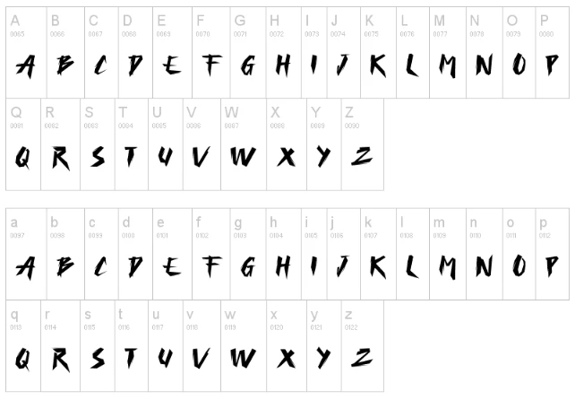 Freeday Font Character map