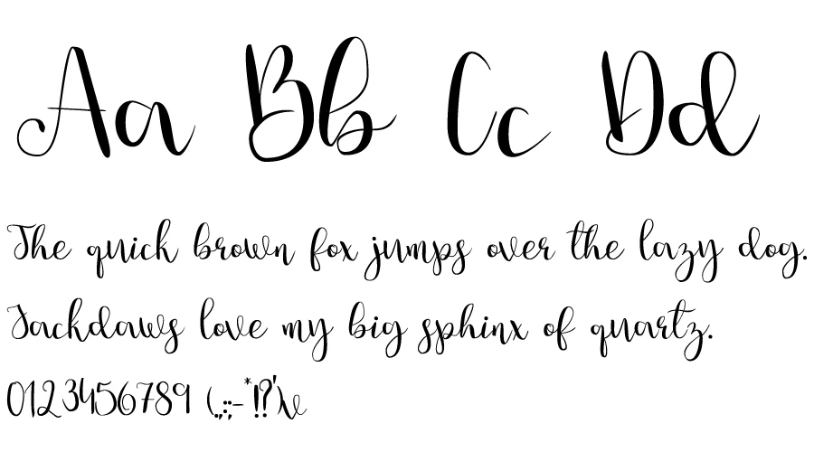 Julia's-Dream-script-Font-Character-map