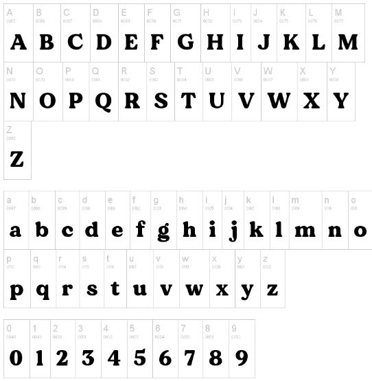 MADE Dillan Font Character map