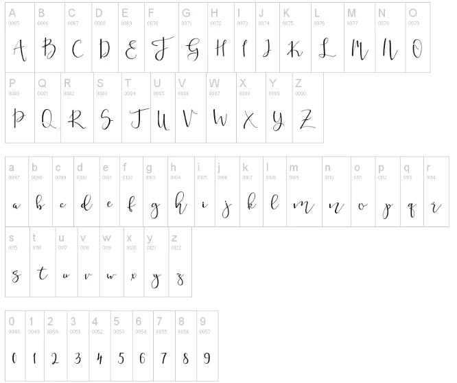 Mahligai Calligraphy Font Character map