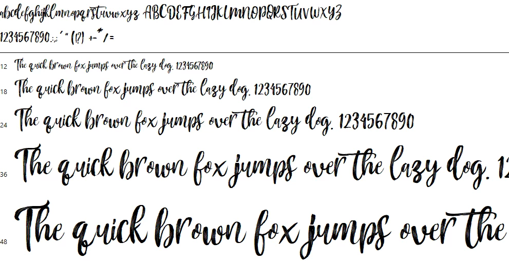 Mountain Brush Font Character map