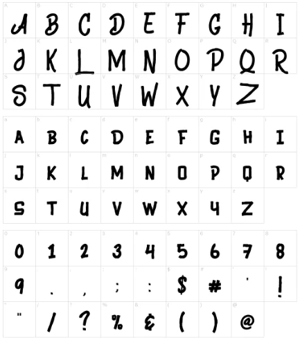 Black Animal Font Character map