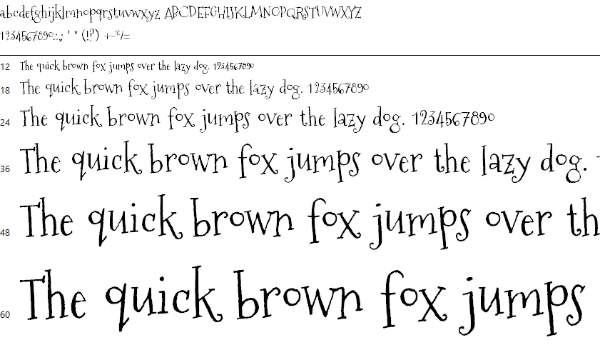 Sugarplum Font Character map