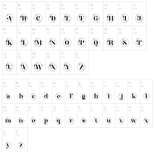 Alexandria Monogram Font Character map