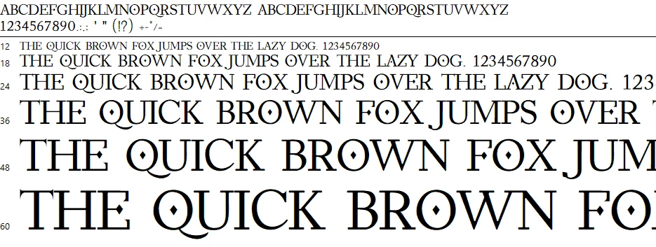 Black Pearl font duo character map