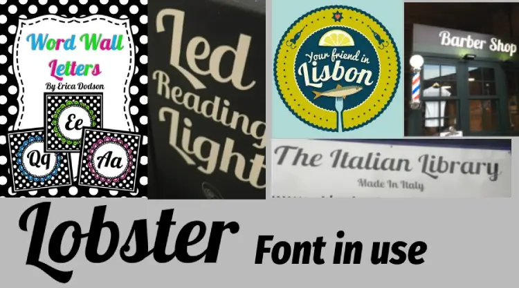 Lobster font in various real use example