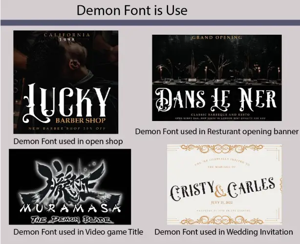 examples of Demon Font used in every ways