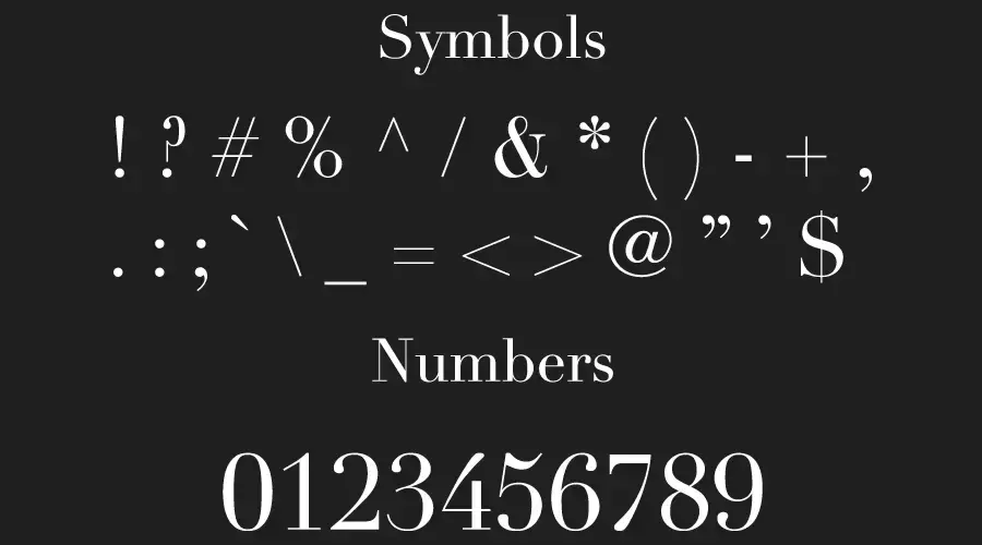 Didot Font Symbols