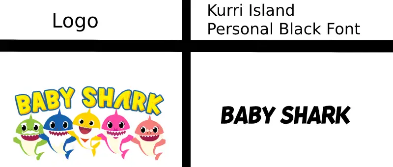 Similarity-between-Baby Shark Logo font vs Kurri Island Personal Black font example