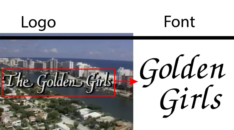Golden Girls logo vs Zapf Chancery MediumItalic Font Exact Match Example