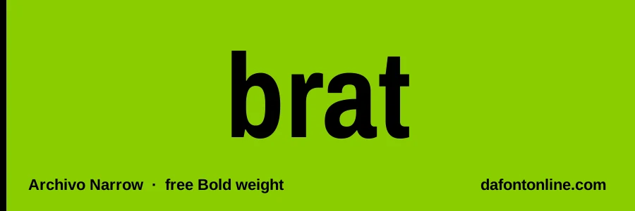 Archivo Narrow font preview showing "brat"