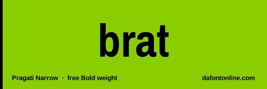 Pragati Narrow font preview showing "brat"