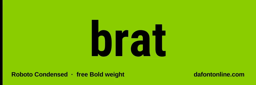 Roboto Condensed font preview showing "brat"