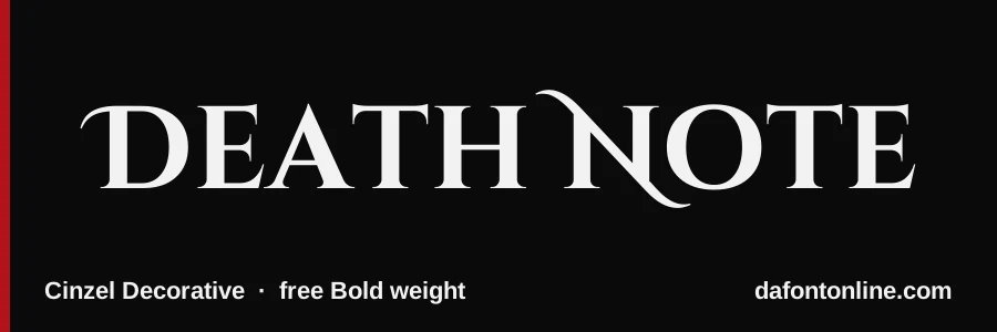 Cinzel Decorative font preview showing "Death Note"