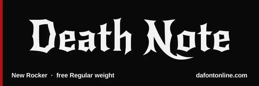 New Rocker font preview showing "Death Note"