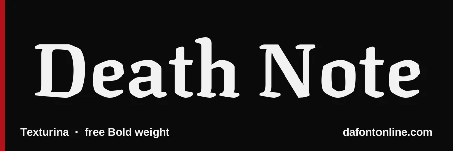 Texturina font preview showing "Death Note"