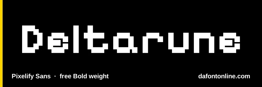 Pixelify Sans font preview showing "Deltarune"