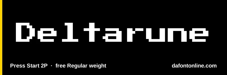 Press Start 2P font preview showing "Deltarune"