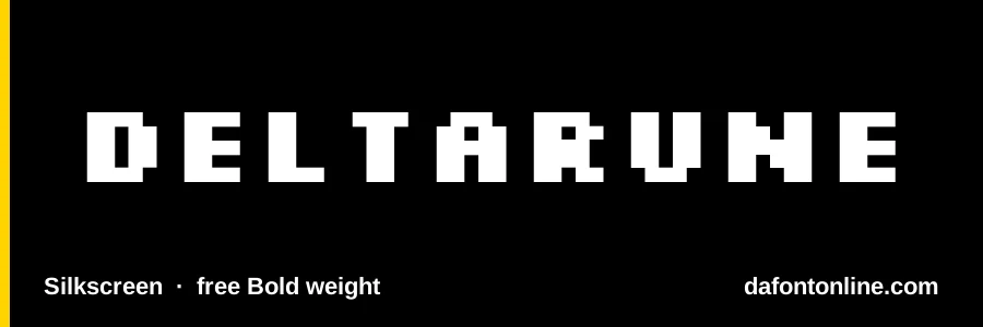 Silkscreen font preview showing "Deltarune"