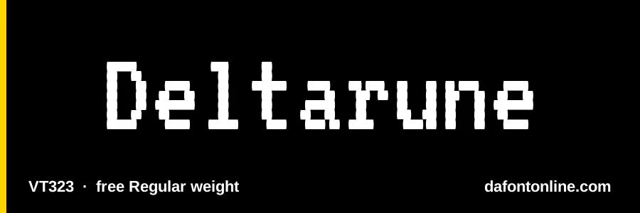 VT323 font preview showing "Deltarune"