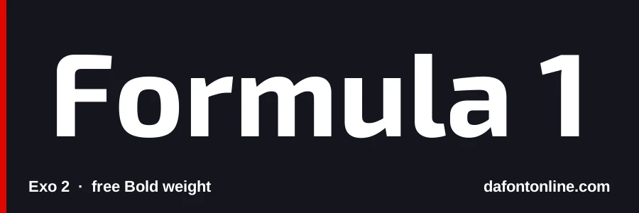 Exo 2 font preview showing "Formula 1"