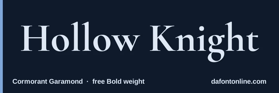 Cormorant Garamond font preview showing "Hollow Knight"