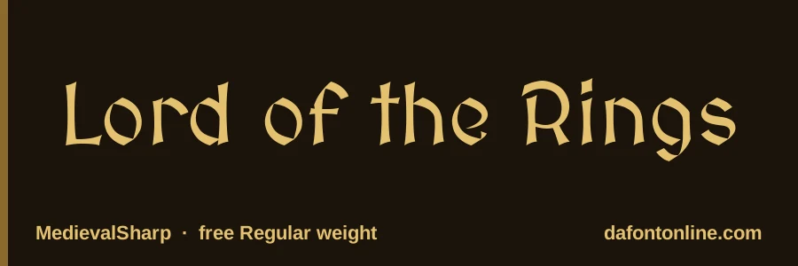 MedievalSharp font preview showing "Lord of the Rings"